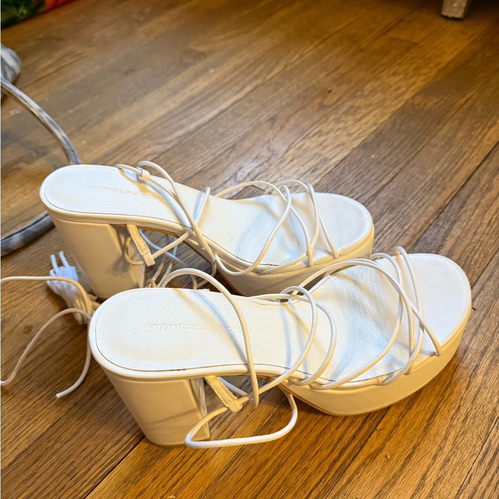 Princess Polly White Strappy Platform Heels